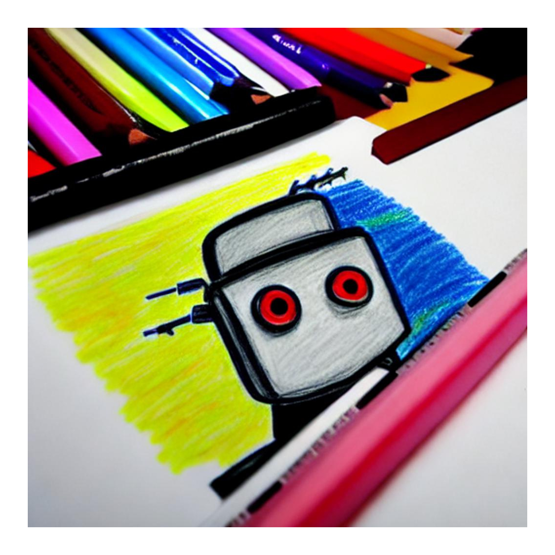 AI generated crayon drawing of a robot