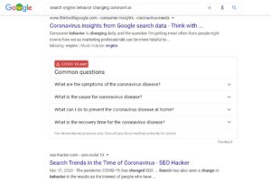 Google's coronavirus features appear in other queries