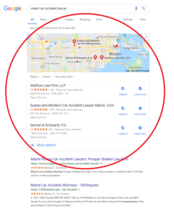 Google local SEO box April 2019