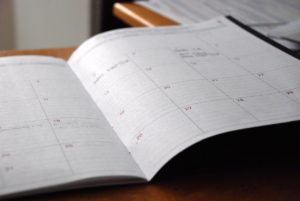 Schedule legal blog post publication times in a day planner